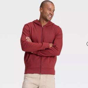New Men's Red Zip-Up Hoodie